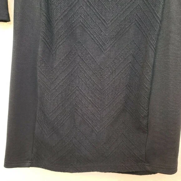 Divided H&M Dress Women Medium Black Chevron Embroidery Mini Slim Fitted Stretch - Picture 4 of 12